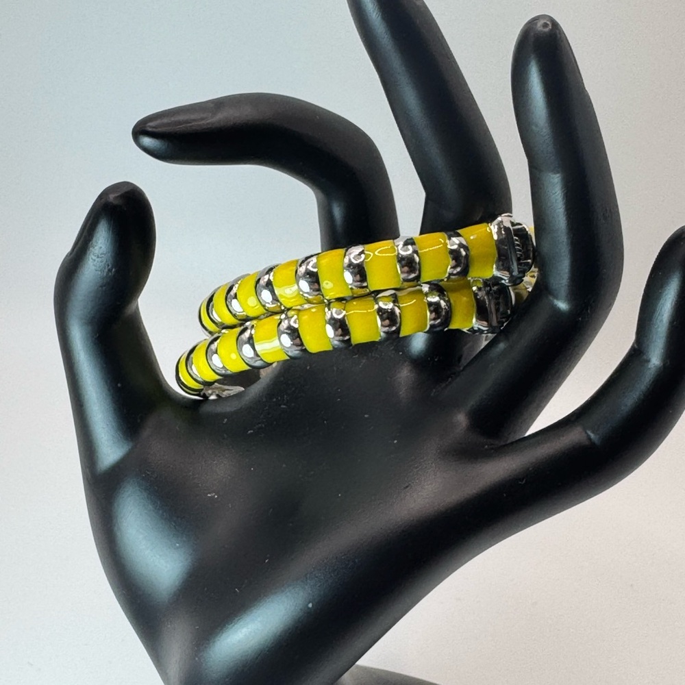 Yellow and Silver Beaded Bracelet
